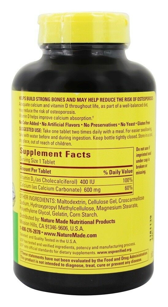 Nature Made - Calcium 600 Mg, with Vitamin D3, Value Size, 220-Count - 2 Packs