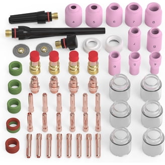 RIVERWELD TIG Gas Lens Assorted Size kit 45V26 (2.4mm Orifice) 10N24 54N15 54N01 voor QQ300 PTA DB SR WP 17 18 26 TIG Lasbrander 4st