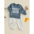 thumbnail image 3 of WEIKBMOL 2Pcs Toddler Baby Boys Clothes 6M 1T 2T 3T Kids Boys Casual Spring Outfits Long Sleeve Crew Neck Letters Print Sweatshirt +Elastic Waist Sweatpants, 3 of 7