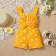 thumbnail image 5 of TOOYOU Girls Romper Suit Sun Flower Small Flying Sleeve Yellow Bow Summer Jumpsuit Suit Short Sleeve Jumpsuit Lightweight Playsuit Bodysuits For Toddler ,Size 18-24 Months Yellow, 5 of 8