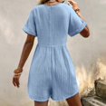 thumbnail image 6 of HXWCHs formal Jumpsuits for Women, Women's Fashionable V-Neck Loose Fit Batwing Pocket Detail Short Sleeve Romper Jumpsuit XL Blue, 6 of 7