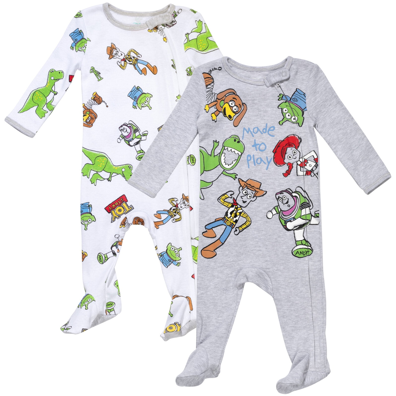 Disney Pixar Toy Story Buzz Lightyear Woody Baby 2 Pack Zip Up Sleep N' Play Newborn to Infant