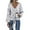 Grey, variant on Women Tie Dye Print Long Sleeve V Neck Knotted Hem Chiffon Shirt