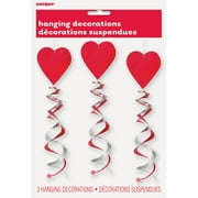 Double Swirl Heart Valentines Day Hanging Decorations, 26in, 3ct