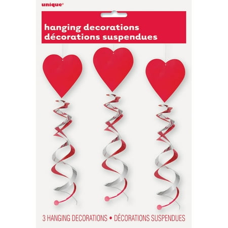 Double Swirl Heart Valentines Day Hanging Decorations, 26in, 3ct