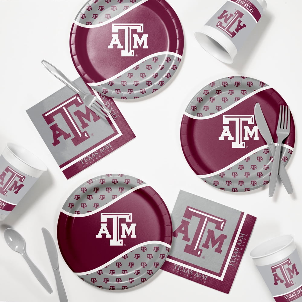 Texas A & M Party Supplies Tailgating Kit, Serves 8 Guests Walmart