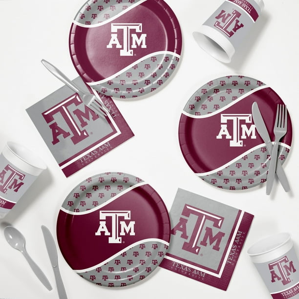 Texas A & M Party Supplies Tailgating Kit, Serves 8 Guests Walmart