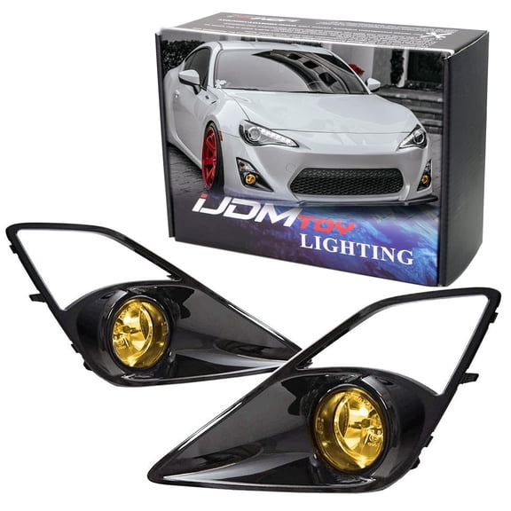 Complete Set JDM Style Yellow Lens Fog Light Kit w/Fog Lamps, Switch, Gloss Black Bezels For 2013-2016 Scion FR-S
