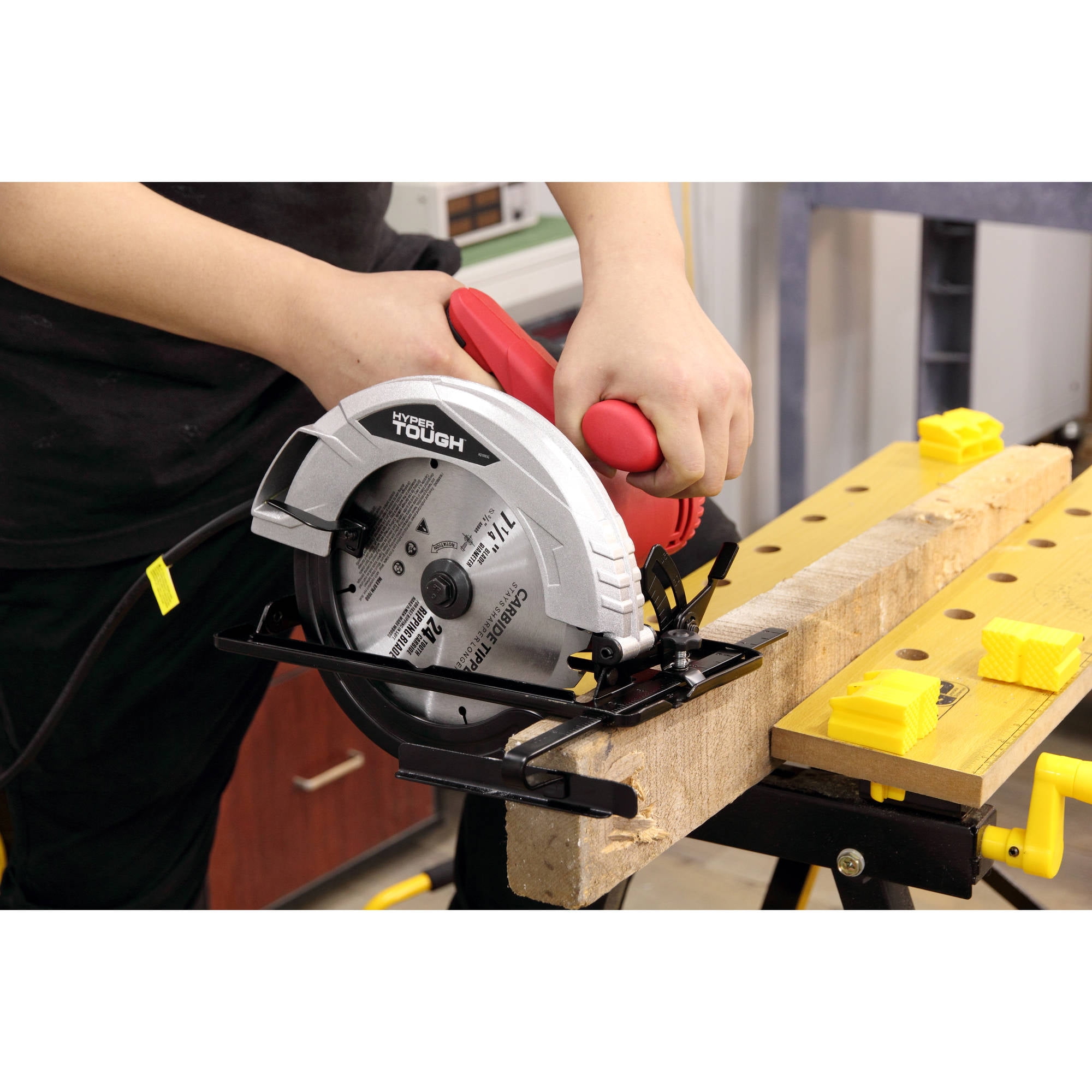 Hyper Tough 12-Amp Corded 7-1/4-Inch Circular Saw, AQ10003G