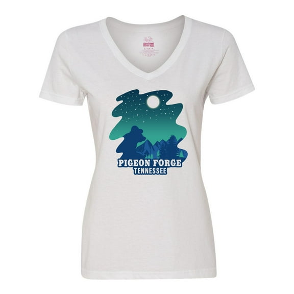 Inktastic Smoky Mountains Pigeon Forge Tennessee with Bear Women's V-Neck T-Shirt