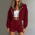 thumbnail image 6 of yillto Women's Zip up Hoodies Coat Casual Long Sleeve Hooded Cropped Drawstring Sweatshirts with Pockets, 6 of 7