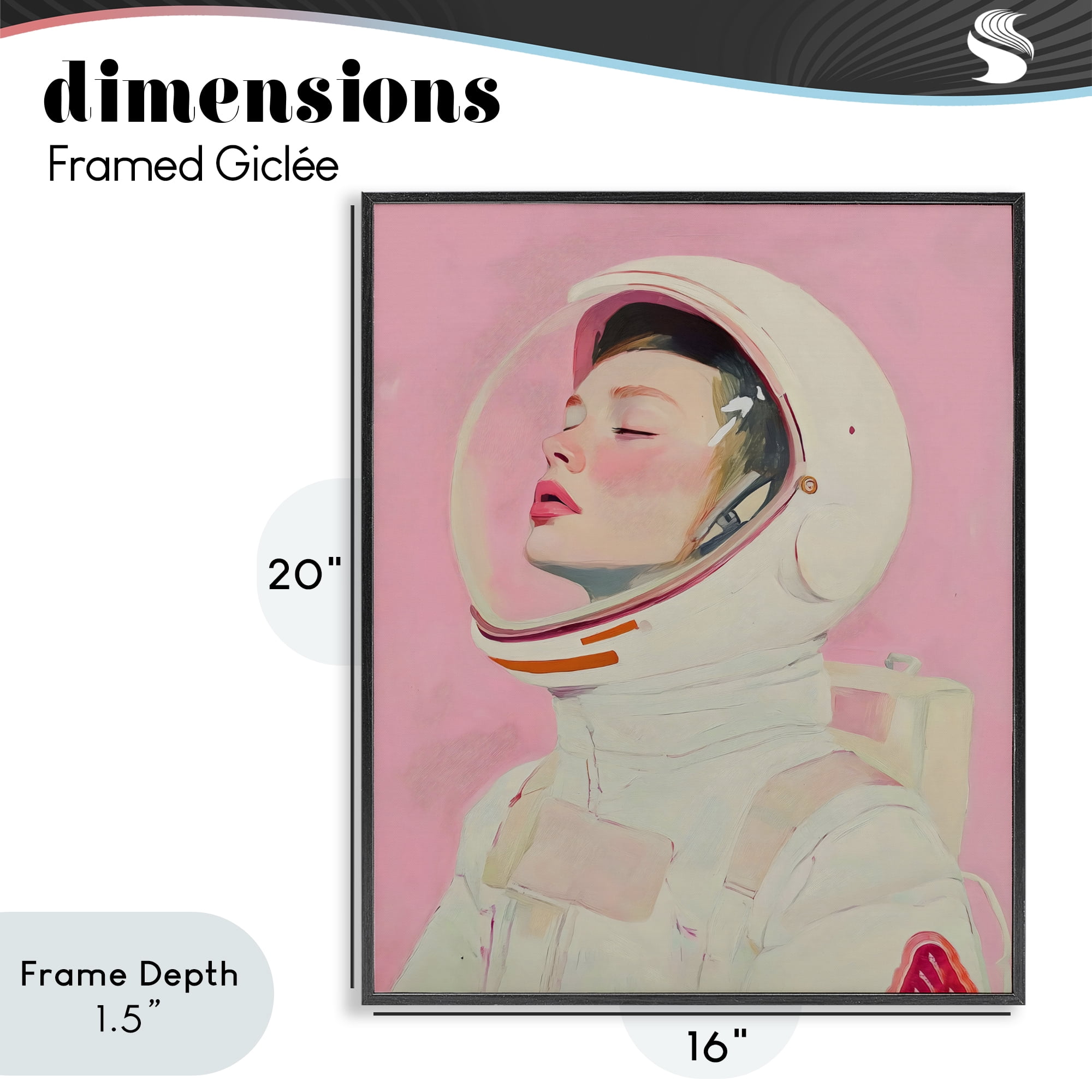Stupell Industries Pink Astronaut Girl Black Framed Giclee Art, design by The Prints Vibe