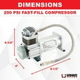 thumbnail image 2 of Vixen Horns Heavy Duty Onboard Air Compressor 150 PSI. Universal Replacement for Truck/Car Train Horn/Suspension/Ride/Bag kit/System. Fits All 12v Vehicles like Semi/Pickup Trucks VXC8101, 2 of 8