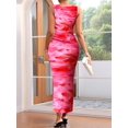 thumbnail image 5 of Women'S Sleeveless Summer Wedding Guest Dress Bodycon Floral Mesh Ruched Cocktail Maxi Dresses Pink XL, 5 of 6