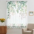 thumbnail image 3 of Green Botanical Sheer Curtains 63 Inches Long, Watercolor Floral Spring Eucalyptus Leaves Light Filering Curtains, Breathable Simi Curtain Privacy Drapes for Living Room Bedroom Window Treatment, 3 of 9