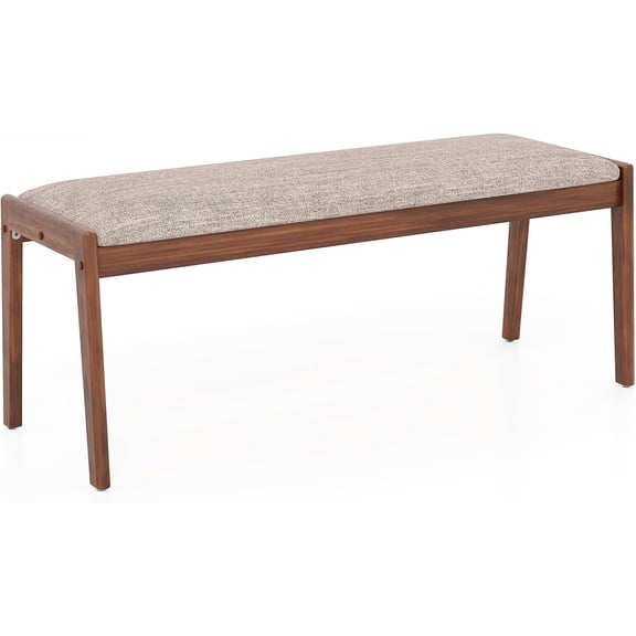 SolaceHue 45" Upholstered Entryway Bench with Rubber Wood Legs & Fabric Padded Seat, 400Lbs Capacity, Farmhouse Dining Bench for End of Bed, Hallway, Bedroom, Kitchen, Dining Room, Beige