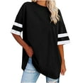 thumbnail image 2 of Otvok Womens Oversized Tees Loose T Shirts Half Sleeve Round Neck Color Block Tunic Tops, 2 of 6