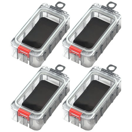 Yibooy 4Pcs Expandable Fishing Tackle Box Luminous Waterproof Magnetic Box (Red Black)