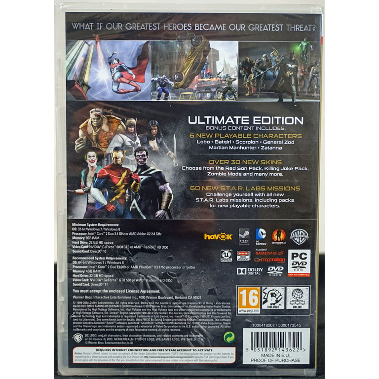 Relativ størrelse Urter køre Injustice Gods Among Us ~ Ultimate Edition PC DVD - Over 30 New Skins + 6  New Characters + 60 New S.T.A.R. Lab Missions - Walmart.com