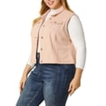 thumbnail image 5 of Unique Bargains Women's Plus Size Chest Pockets Single Breasted Denim Sleeveless Jacket, 5 of 8