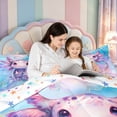 thumbnail image 4 of Manfei Ocean Animal Axolotl Queen Comforter Set,3D Printed Amphibian Comforter Sets Queen,Colorful Stars Reversible,3pcs,1 Comforter and 2 Pillowcases, 4 of 7