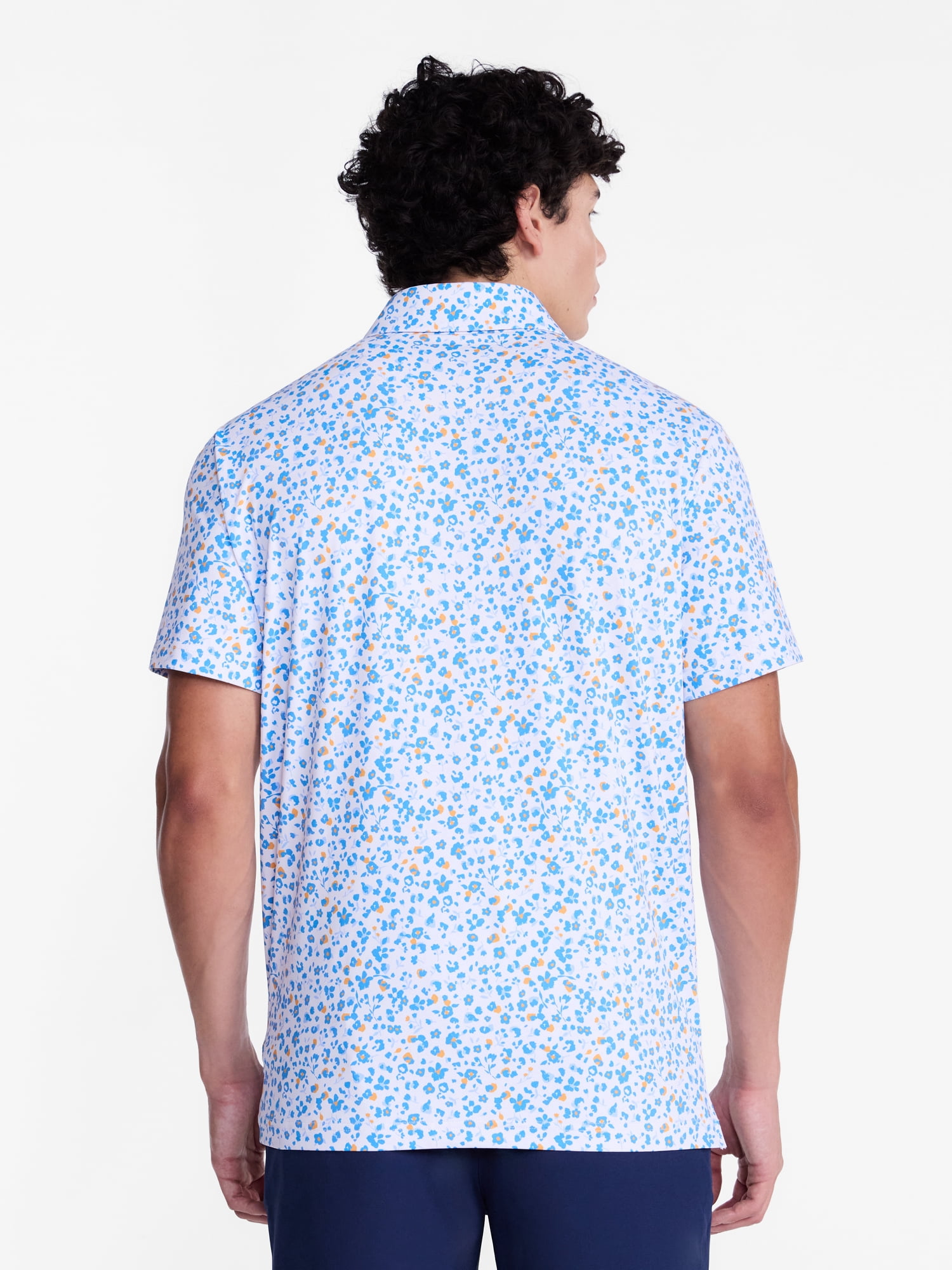 Birdie Bound Men's and Big Men's Ditsy Leopard Floral Golf Polo Shirt, Sizes XS-4XLT