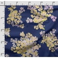 thumbnail image 2 of Soimoi Floral Printed, Polyester Fleece, Fabric by The Yard Sewing DIY Stretch Fabric 56 Inches Wide, WarmFabric for Hats, Coats, Gloves, Blankets, Navy Blue & Yellow, 2 of 5