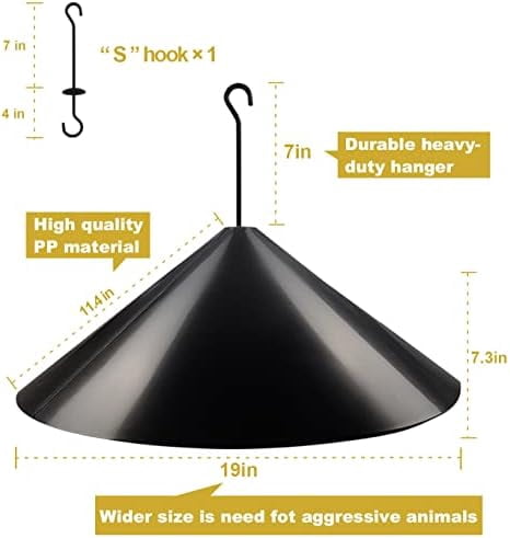 Squirrel Baffle Wrap Guard Around Protects Hanging Bird Feeders for Outdoor Shepherd’s Hook, Save Bird Houses from Squirrels, Raccoons, and Rodents - Hang Mount 19 Inch 1pcs