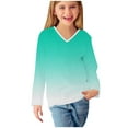 thumbnail image 6 of Avrntaa Girls V Neck Fall Tops Long Sleeve Ombre Loose T-Shirt Lightweight Going Out Tees, 6 of 8