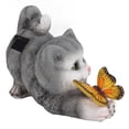 thumbnail image 2 of Estatuilla de jardín de gato, resina impermeable, Solar, bonito gato con mariposa, decoración de jardín para Patio, balcón, Patio, césped, 2 of 10