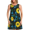 thumbnail image 1 of Balery Sunflowers And Blue Flower Vestidos de verano para mujer con estampado: vestido holgado sin mangas, vestido playero informal y cómodo para días calurosos., 1 of 7