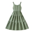 thumbnail image 4 of Kids Girl Tulle Dress Green Dress Sleeveless Princess Dress for Girls Graduation Celebration Dress Outfit 10 Years, 4 of 8