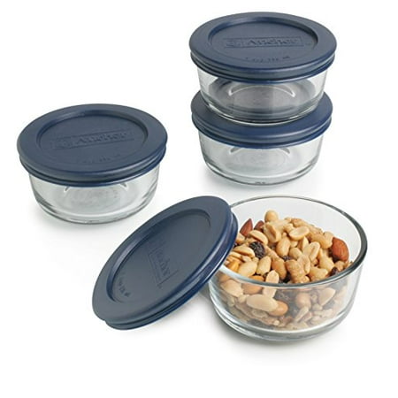 UPC 076440826289 product image for Anchor Hocking 1-Cup Round Food Storage Containers with Blue Plastic Lids, Set o | upcitemdb.com