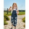 thumbnail image 5 of Gzhioc Kids Baby Girls Denim Overalls 1T 2T 3T 4T 5T 6T Heart Print Sleeveless Full Length Romper with Pockets, 5 of 9