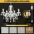 thumbnail image 6 of Plug in Chandelier Dimmable,5 Lights K9 Crystal Glass Pendant Light Fixture, Modern White Candle Hanging Chandelier for Bedroom Living Dining Room Kitchen Island, 6 of 11