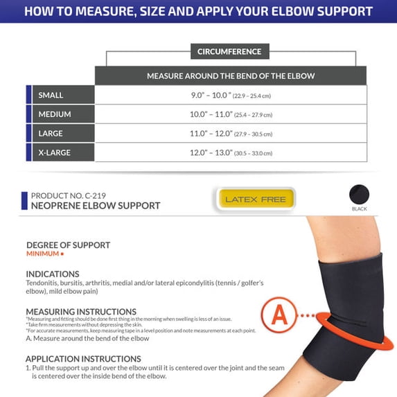 Champion Neoprene Elbow Support, Black, Small
