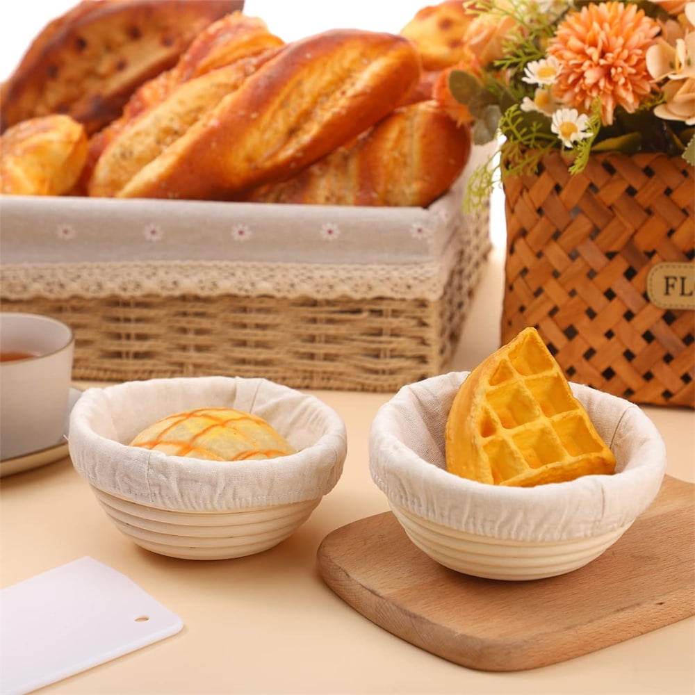Duslogis 5 inch Banneton Bread Proofing Basket Set of 6, Mini Sourdough Bread Baking Supplies, Small Banneton Basket Proofing Baskets for Sourdough Bread Baking