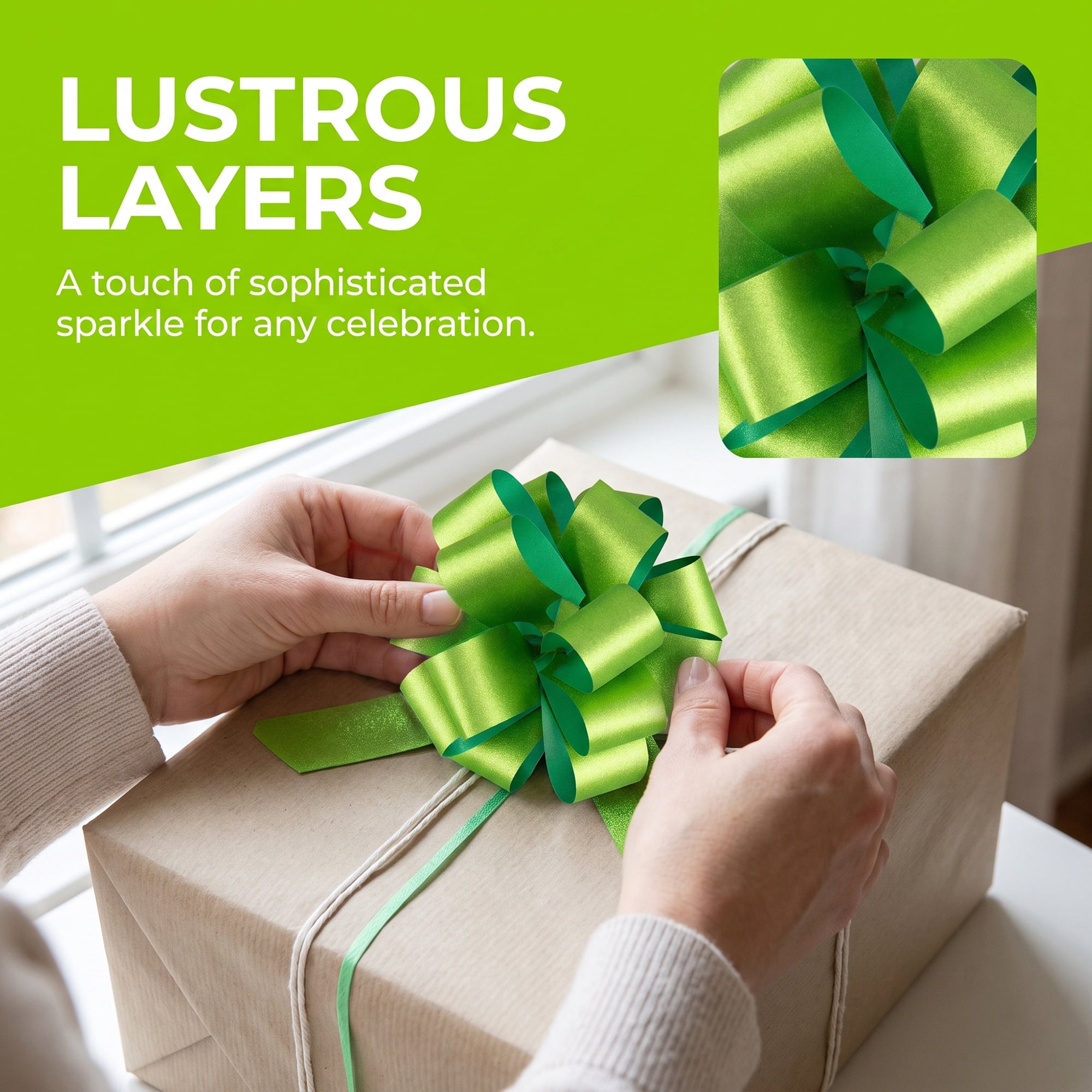 Unique Bargains Multi-Layered Star Bows for Decoration and Gift Wrapping Purposes Green