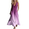 thumbnail image 3 of Sentmoon A Line Midi Dress Beach Dress 2026 Summer Gradient Color Sleeveless Button Down with Pockets Breathable Loose Fit Comfy Dress for Wedding Guest S-2XL, 3 of 8