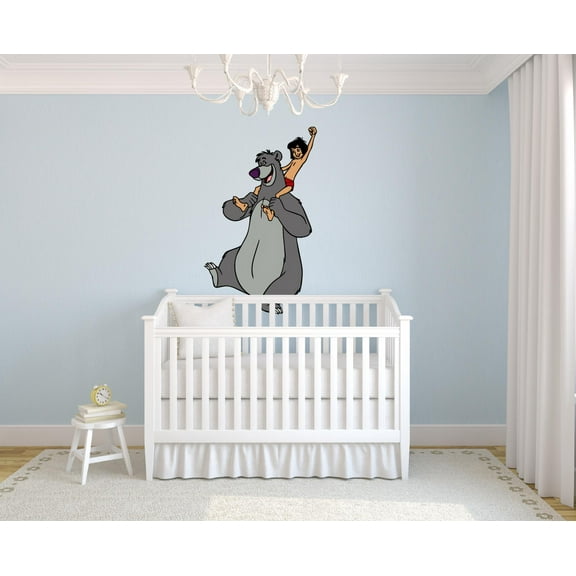 Jungle Book Baloo Mowgli Colorful Cartoon Decor Wall Sticker Art Design Decal for Girls Boys Kids Room Bedroom Nursery Kindergarten House Fun Home Decor Stickers Wall Art Vinyl Decoration (20x12 inch)
