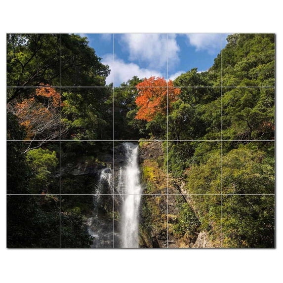 Waterfalls Ceramic Tile Mural Kitchen Backsplash Bathroom Shower, 401856-XL54