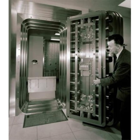 Posterazzi SAL2554360 Side Profile of a Mature Man Opening a Bank Vault Door Poster Print - 18 x 24 in.