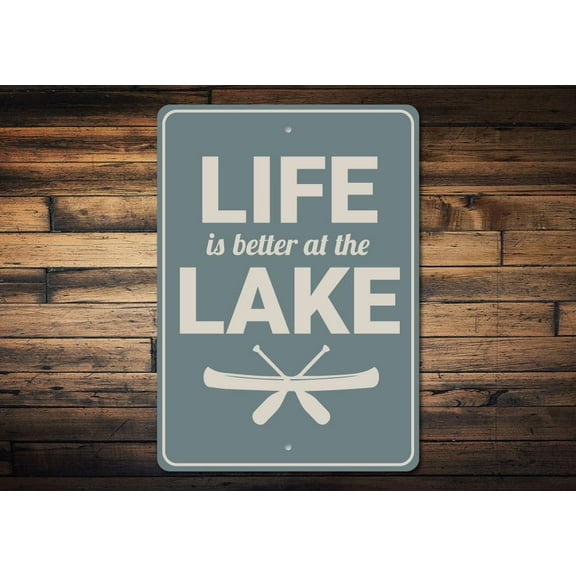 Life is Better at the Lake Novelty Decor, Metal Wall Sign - 10x14 Inches