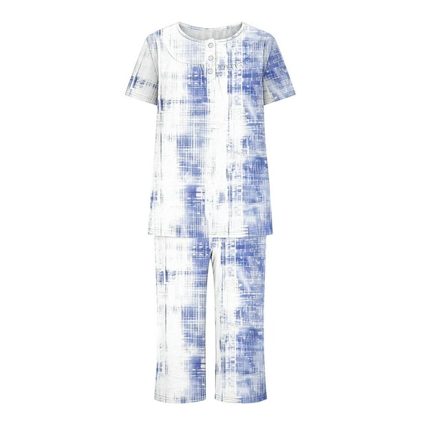 Rbaofujie Sleep Shirt Women's Round Neck Gradient Print Rbaofujie Sleep Shirt Women's Round Neck Gradient Print