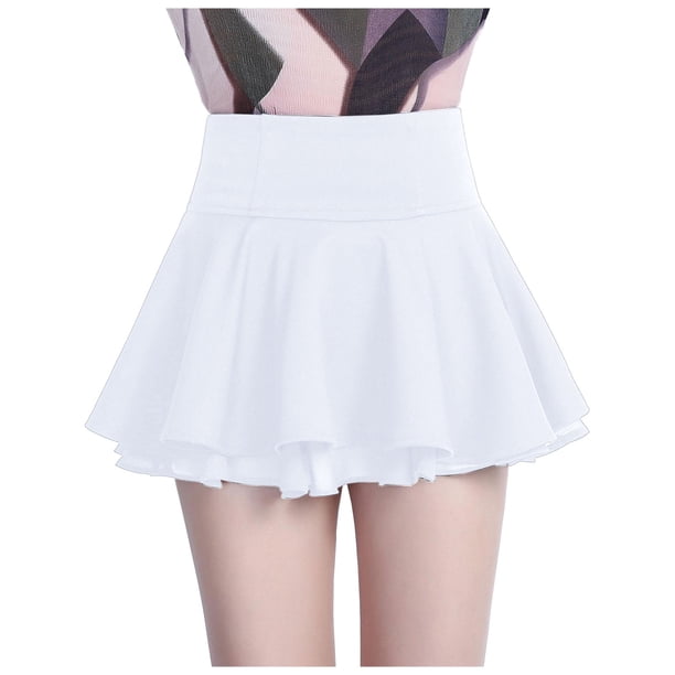 Minifalda plisada de gasa para mujer: corte A de cintura alta, cintura elástica, tallas S-XL, 92 % poliéster. Bonita falda informal.