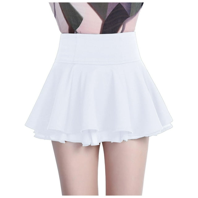 Minifalda plisada de gasa para mujer: corte A de cintura alta, cintura elástica, tallas S-XL, 92 % poliéster. Bonita falda informal.