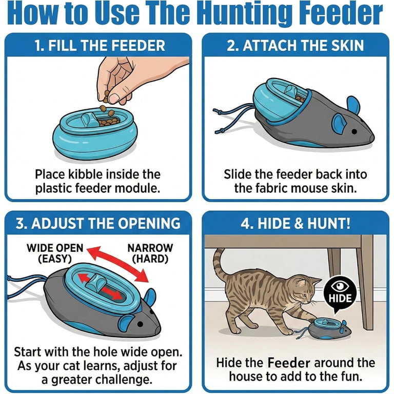 Doc & Phoebe's Indoor Hunting Cat Feeder, Interactive Kibble
