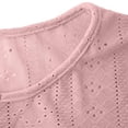 thumbnail image 4 of Amzcrzy Summer Tops for Women Casual Solid Color Short Sleeve Women's Tops Fashion Button Down Crew Neck T Shirts Breathable Eyelet Beach Vacation Going Out Tops S, 4 of 7
