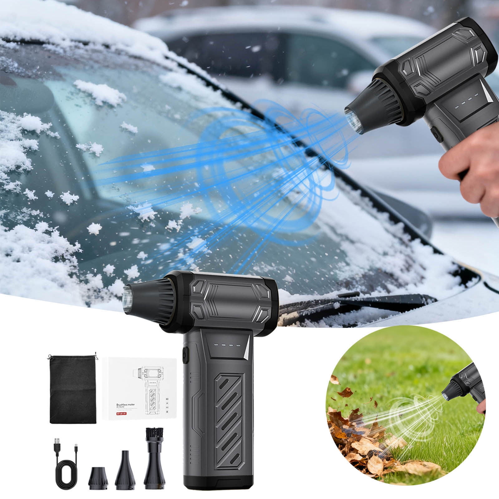 Portable High Power Cordless Air Duster, 130000RPM Rechargeable Brushless Blower with 3 Gear Speeds, Handheld Blower Fan for Computer Cleaning Car House Outdoor and Scene Use
