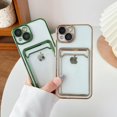 thumbnail image 2 of Plating Card Holder Wallet Clear Soft Compatible with iPhone Case (Green,iPhone 14 Pro), 2 of 6